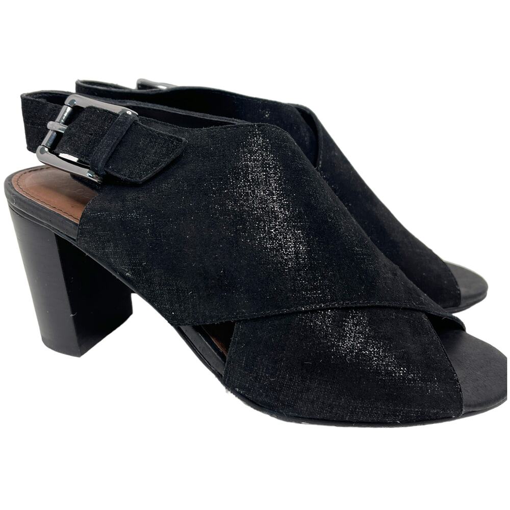 Donald J. Pliner Sandals Peep Toe Suede Black 6.5